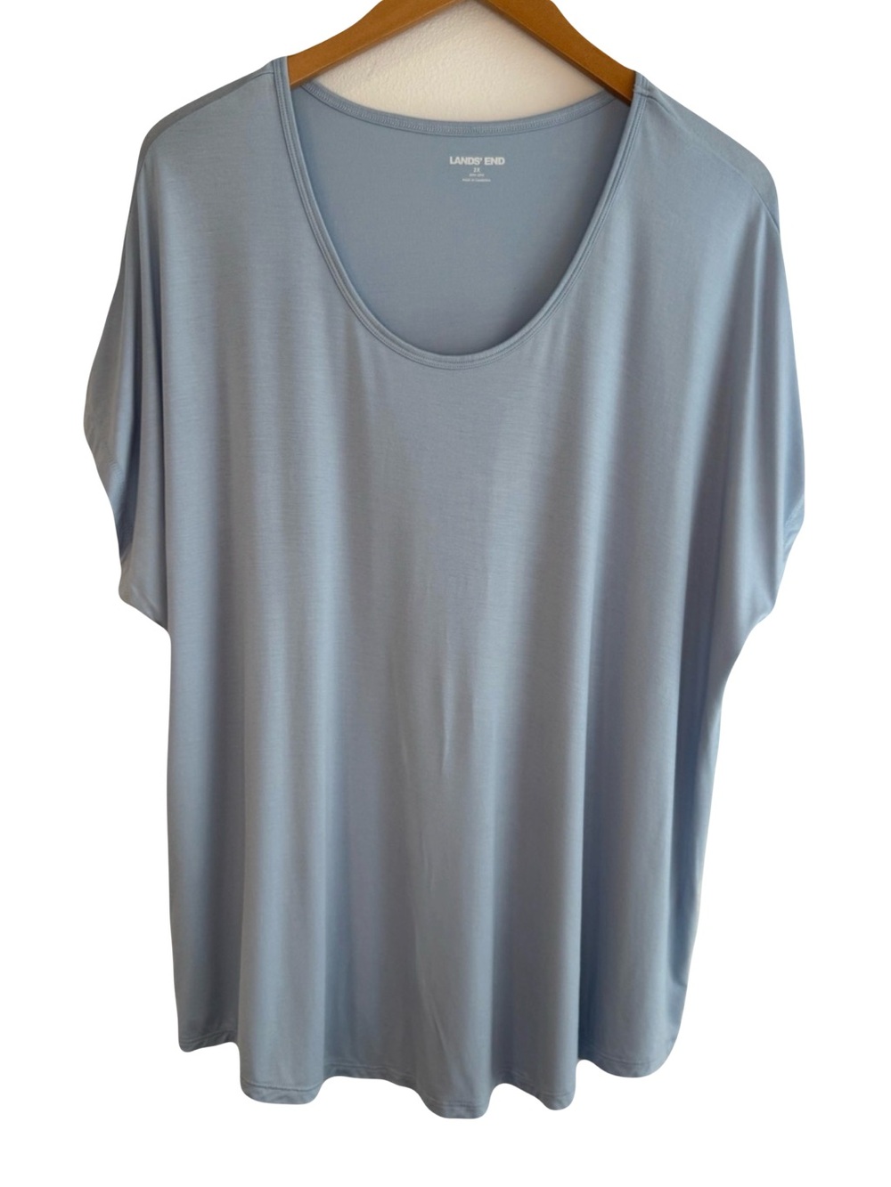 Lands’  End  Women’s  2X  Light  Blue  Scoop‑Neck  
T‑Shirt  Lightweight